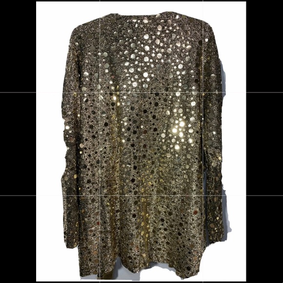 Vtg PG Collections Ginger Bort Gold Sequins Open Cardigan Festival Disco Retro - Picture 3 of 11